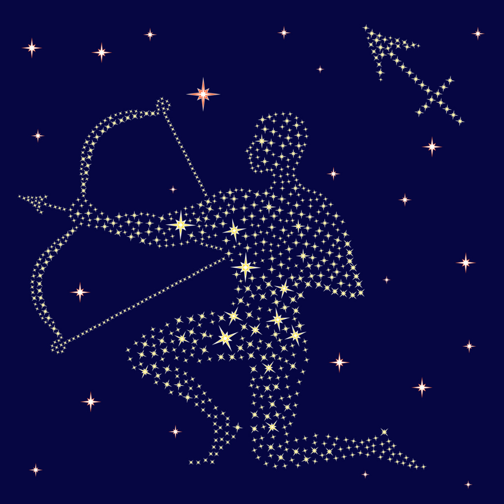 Zodiac sign Sagittarius on the starry sky