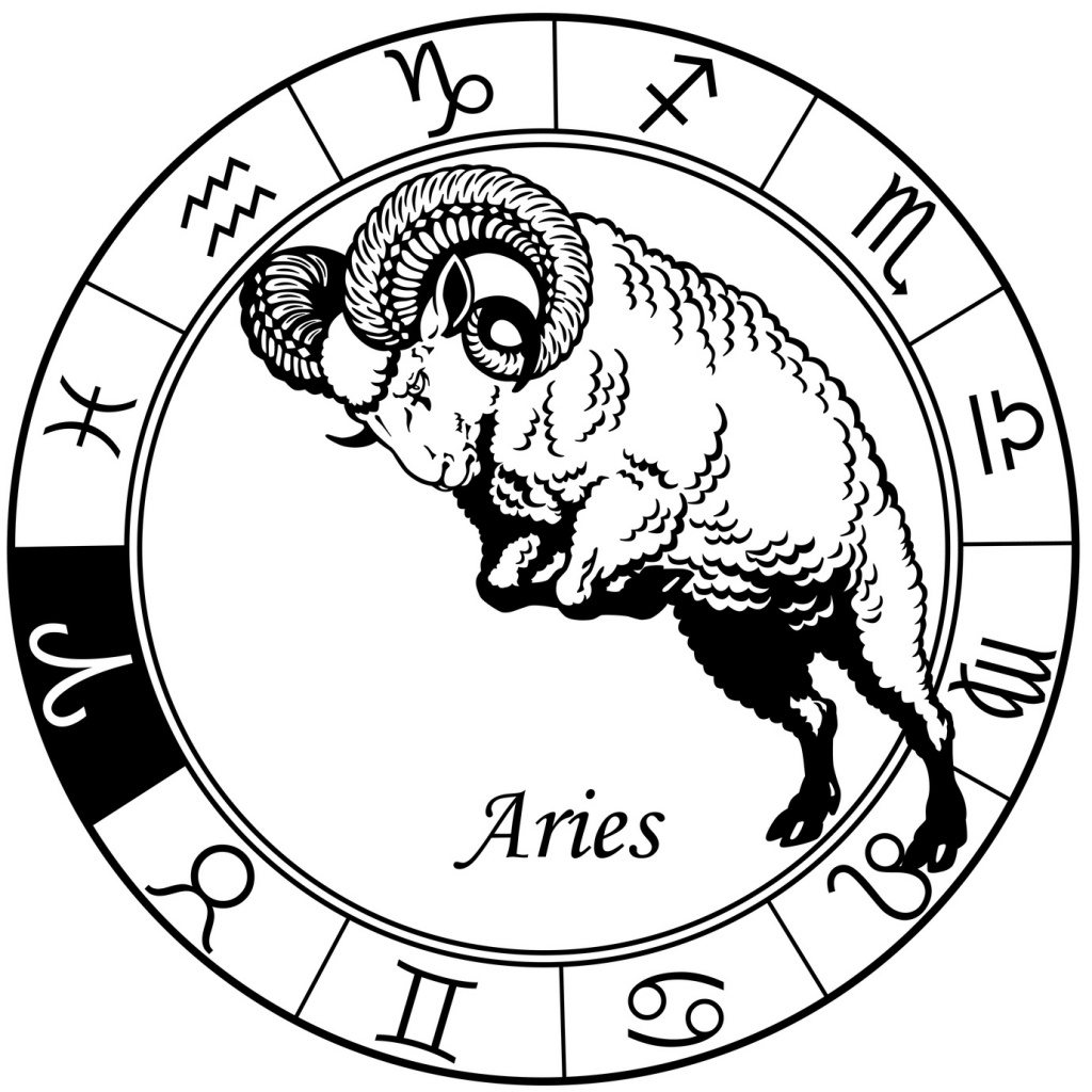 aries zodiac black white